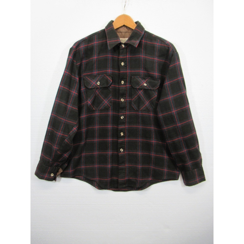 Vintage 60s 70s Men's Store Flannel Shirt Men Large Brown Plaid